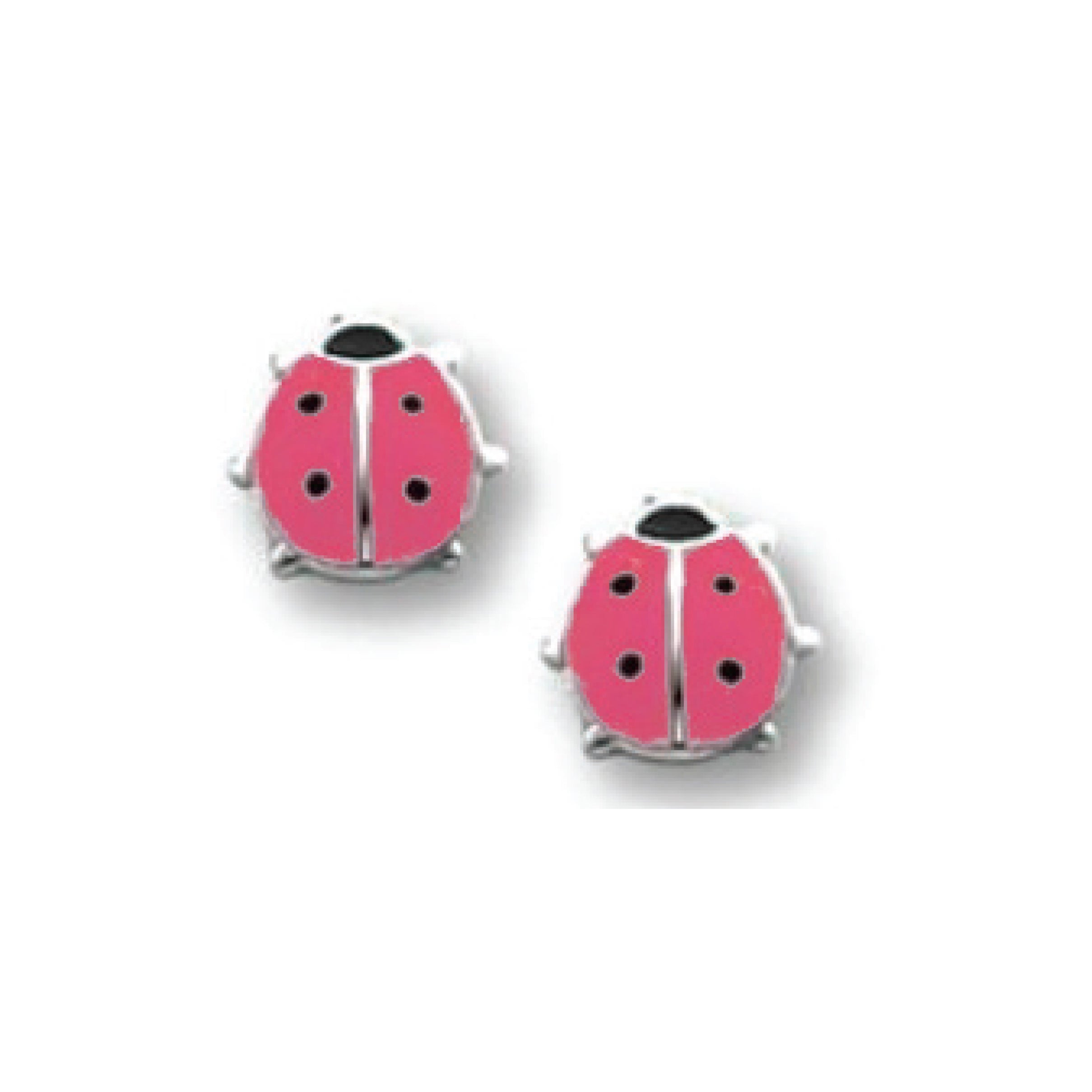 Bfly Sterling Silver Ladybug Enamel Baby Earrings