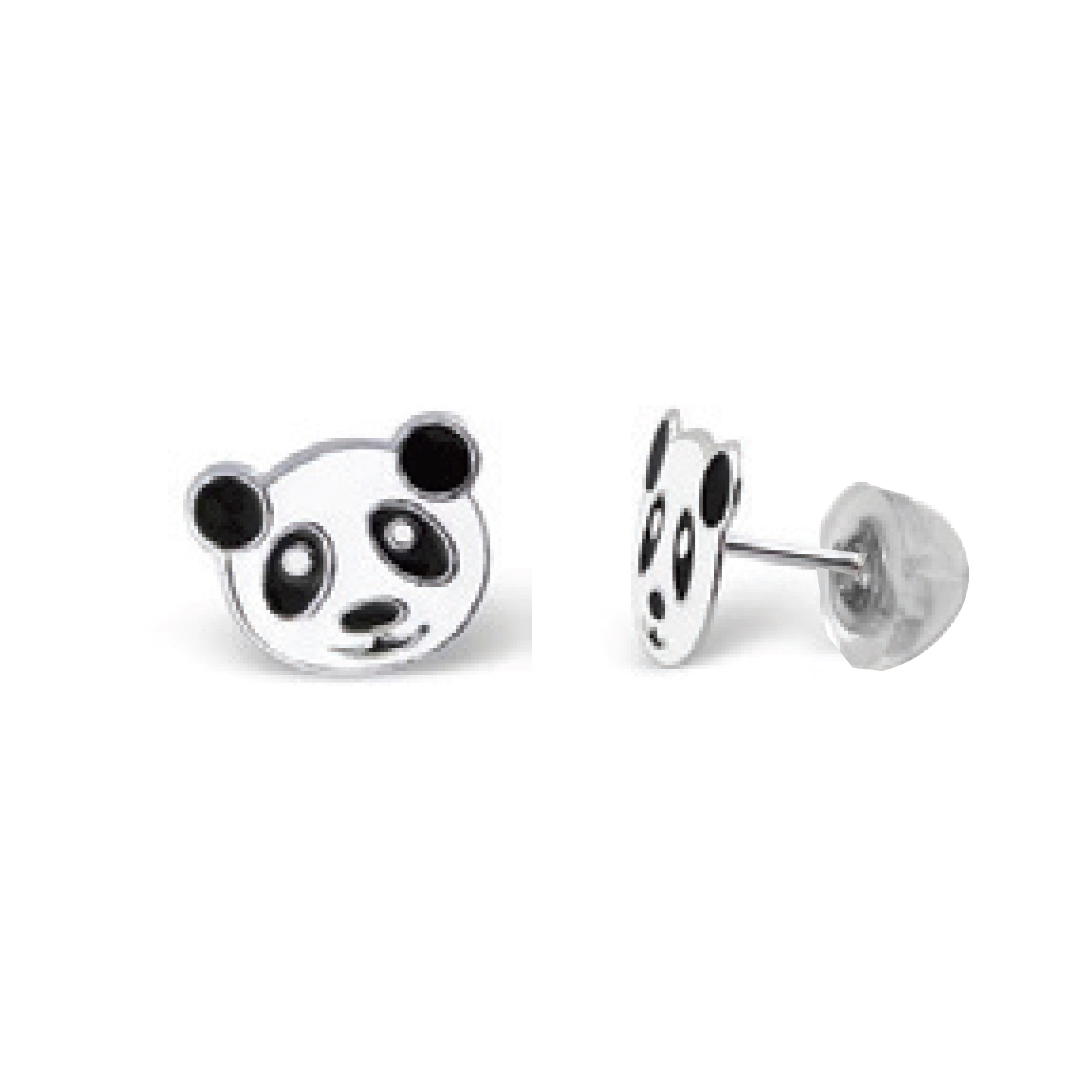 Bfly Sterling Silver Panda Enamel Baby Earrings