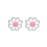 Bfly Sterling Silver Pink Daisy Enamel Baby Earrings
