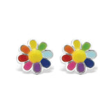 Bfly Sterling Silver Multi Color Daisy Enamel Baby Earrings