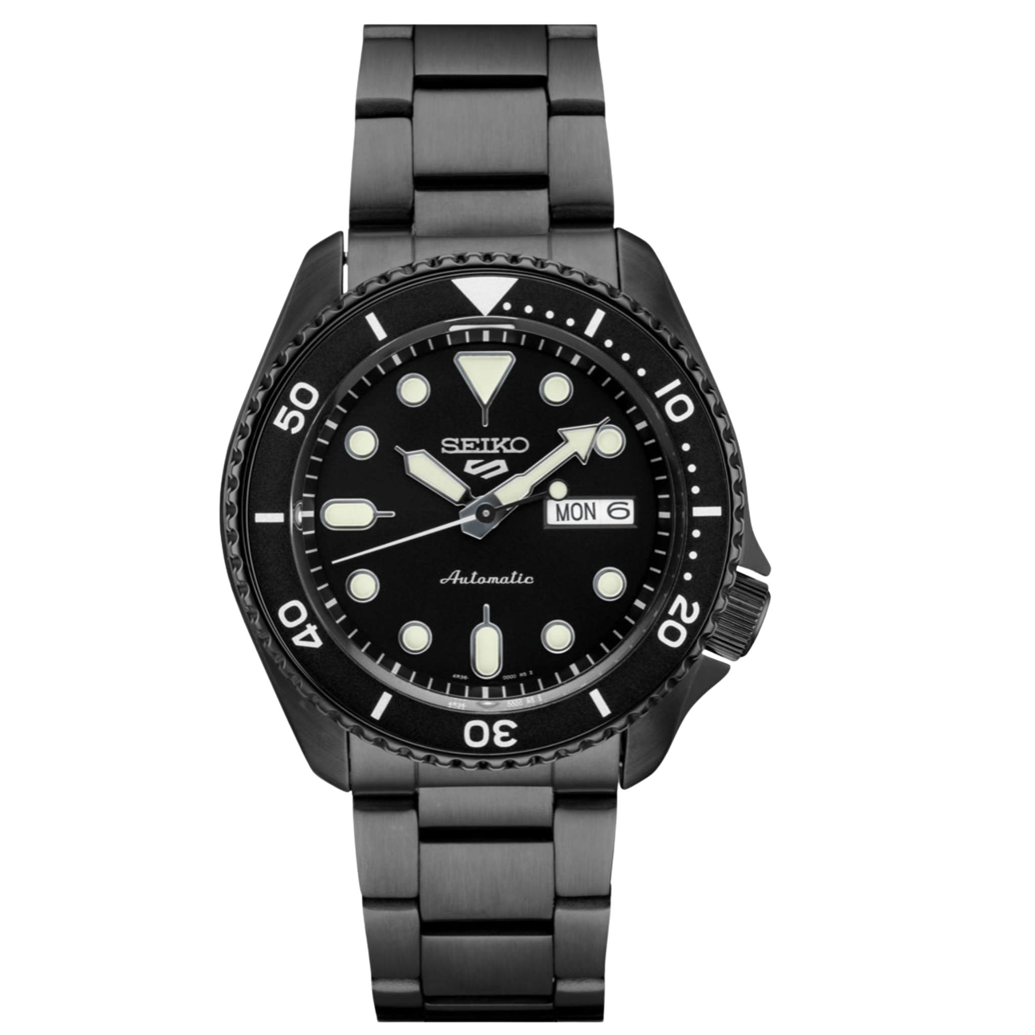 5 Sports SKX Style Black PVD Coated SRPD65 front view