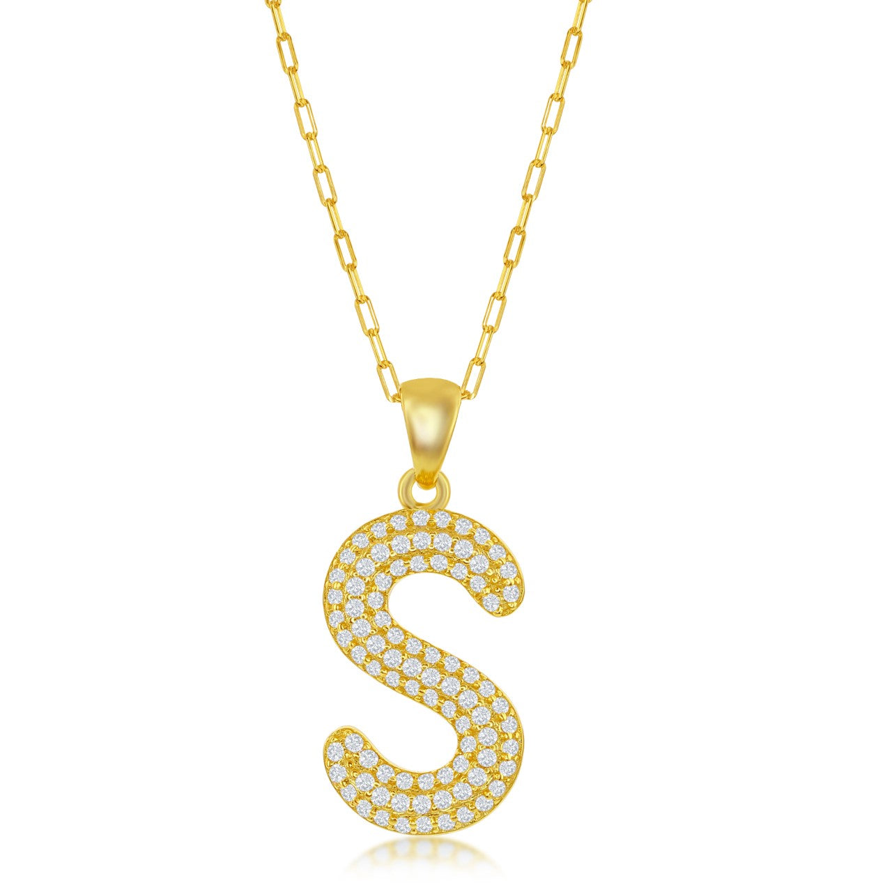 Jayelle CZ "Initial" Pendant Necklace - Gold Plated