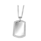 CZ Border Dog Tag Necklace