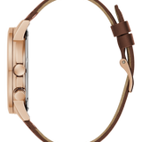 ROSE GOLD TONE CASE BROWN GENUINE LEATHER WATCH